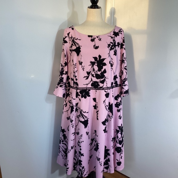 Lane Bryant Pink and Black Floral Midi Dress - Picture 2 of 11